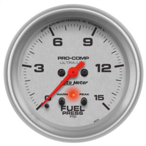 AUTOMETER Fuel Pressure Gauge 2 5/8", 15PSI, Digital Stepper Motor W/Pk & Wrn, Ultra-Lite
