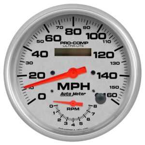 AUTOMETER Gauge, Tach/Speedo, 5", 160MPH & 8K RPM, Elec. Program., Ultra-Lite