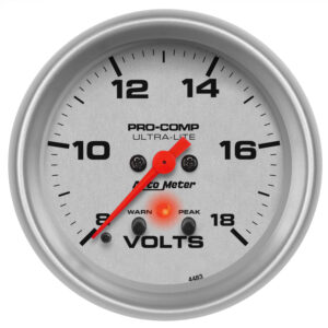 AUTOMETER Voltmeter Gauge 2 5/8", 18V, Digital Stepper Motor W/ Peak & Warn, Ultra-Lite