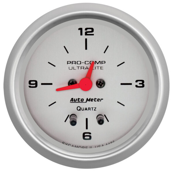 AUTOMETER Clock Gauge 2 5/8", 12hr, Analogue, Ultra-Lite