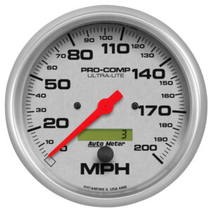 AUTOMETER Speedometer Gauge 5", 200MPH, Elec. Program W/ LCD Odo, Ultra-Lite