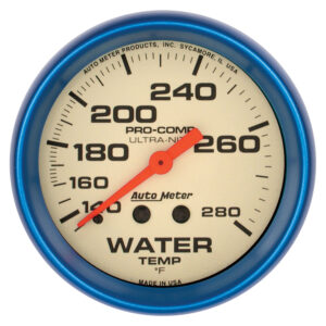 AUTOMETER Water Temperature Gauge 2 5/8", 140-280°f, Mech., Glow In The Dark, Ultra-Nite