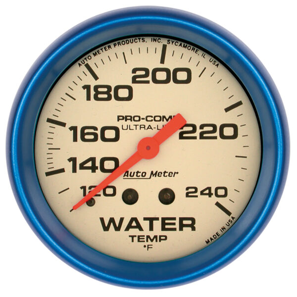 AUTOMETER Water Temperature Gauge 2 5/8", 120-240°f, Mech., Glow In The Dark, Ultra-Nite