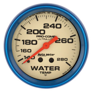 AUTOMETER Water Temperature Gauge 2 5/8", 140-280°f, Mech., 4ft, Glow In Dark, Ultra-Nite