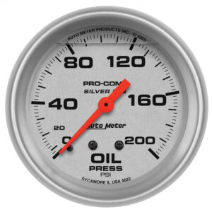 AutoMeter 4622 Ultra-Lite 2-5/8 inch liquid filled mechanical oil pressure gauge with silver dial