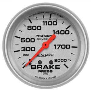 AUTOMETER Brake Pressure Gauge 2 5/8", 2000PSI, Liquid Filled Mech, Ultra-Lite