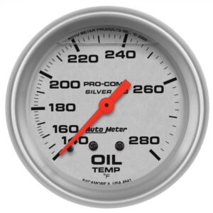 AUTOMETER Oil Temperature Gauge 2 5/8", 140-280°f, 8ft, Liquid Filled Mech, Ultra-Lite
