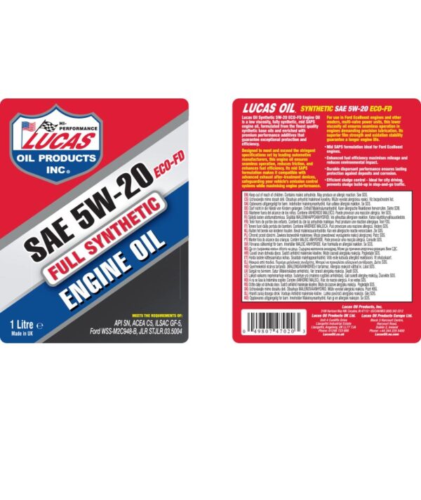 LUCAS Synthetic 5W-20 ECO-FD Engine Oil 1L - Image 2