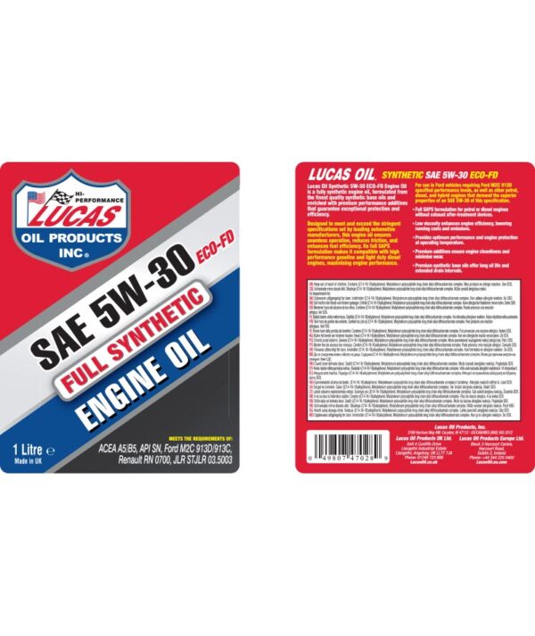 LUCAS Synthetic 5W-30 ECO-FD Engine Oil 1L - Image 2