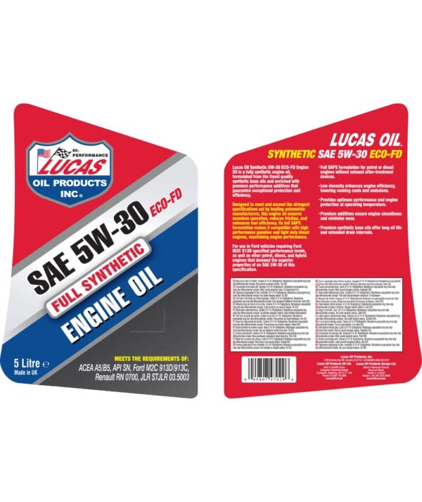 LUCAS Synthetic 5W-30 ECO-FD Engine Oil 5L - Image 2