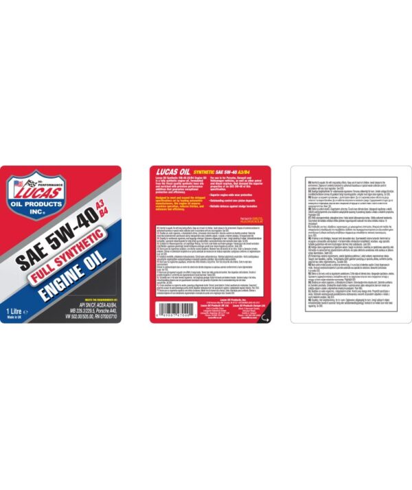 LUCAS Synthetic 5W-40 A3/B4 Engine Oil 1L - Image 2