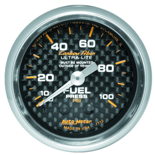 AUTOMETER Fuel Pressure Gauge 2 1/16", 100PSI, Mechanical, Carbon Fibre