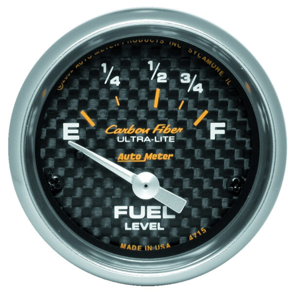 AUTOMETER Fuel Level Gauge 2 1/16", 73° To 10°F, Elec, Carbon Fibre