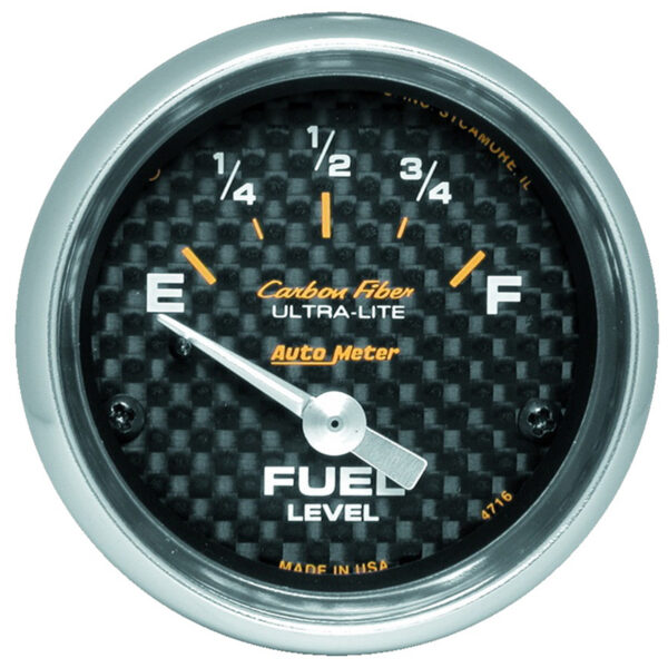 AUTOMETER Fuel Level Gauge 2 1/16", 240° To 33°F, Elec, Carbon Fibre