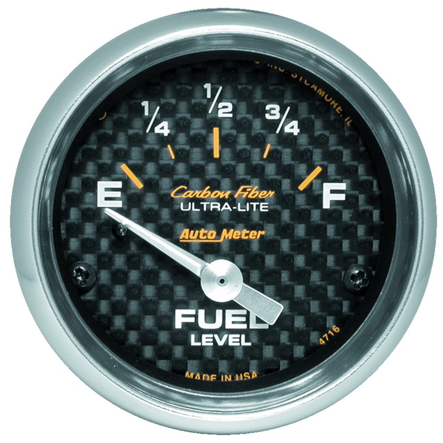 AUTOMETER Fuel Level Gauge 2 1/16", 240° To 33°F, Elec, Carbon Fibre