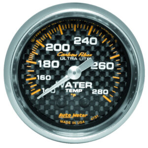 AUTOMETER Water Temperature Gauge 2 1/16", 140-280°f, Mechanical, Carbon Fibre