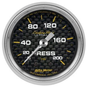 AUTOMETER Pressure Gauge 2 1/16", 200PSI, Mechanical, Carbon Fibre