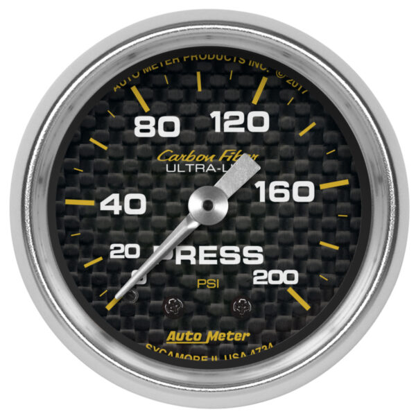AUTOMETER Pressure Gauge 2 1/16", 200PSI, Mechanical, Carbon Fibre