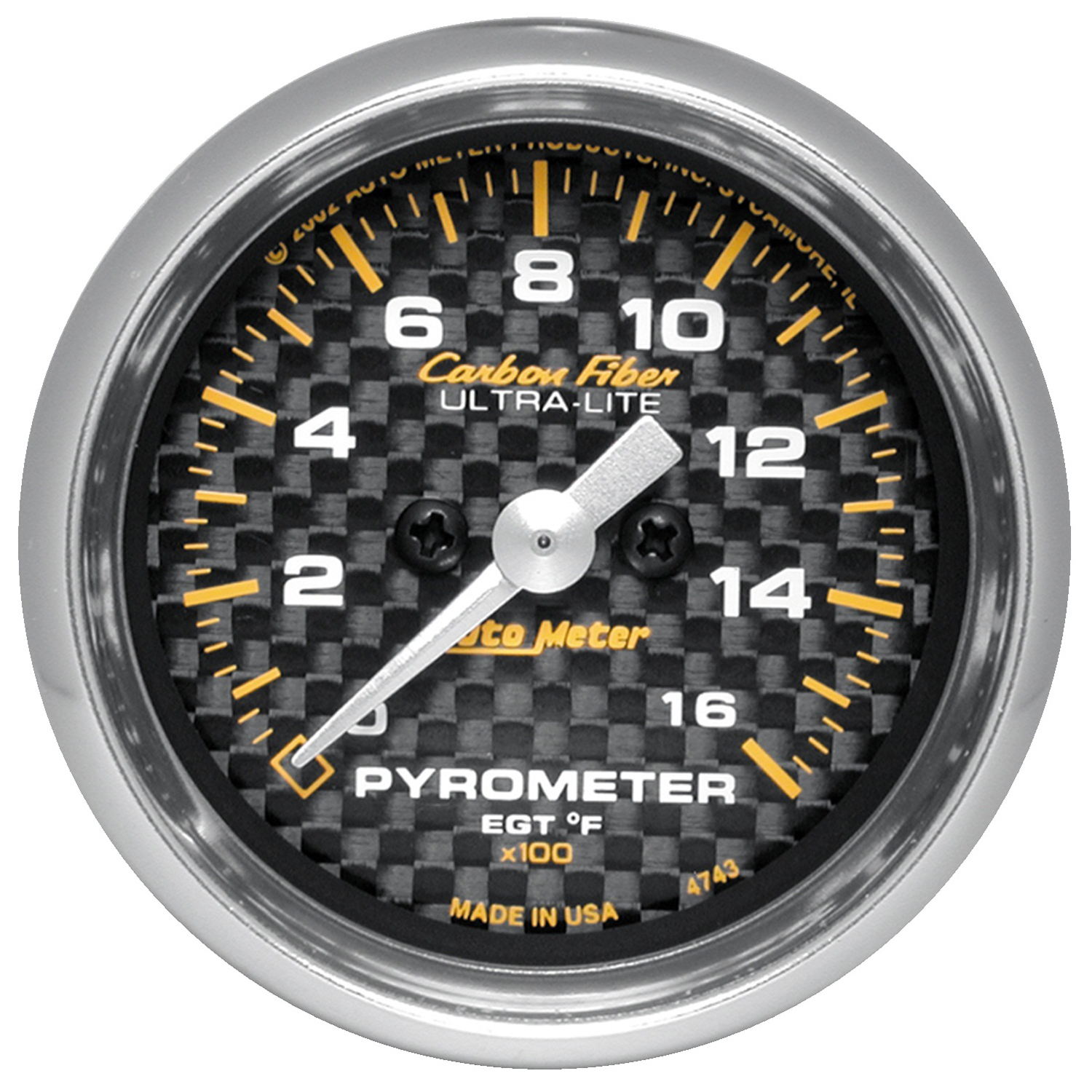 AUTOMETER EGT Pyrometer Gauge 2 1/16", 1600°f, Stepper Motor, Carbon Fibre
