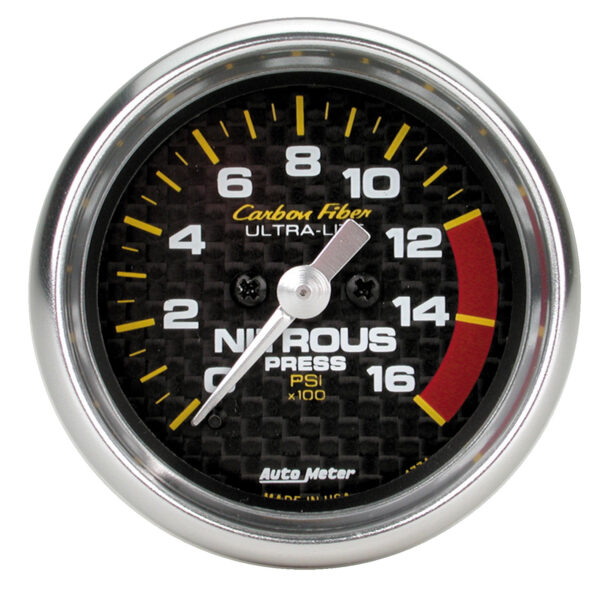 AUTOMETER Nitrous Pressure Gauge 2 1/16", 1600PSI, Digital Stepper Motor, Carbon Fibre