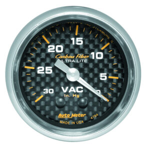 AUTOMETER Vacuum Gauge 2 1/16", 30Inhg, Mechanical, Carbon Fibre
