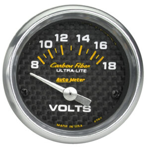 AUTOMETER Voltmeter Gauge 2 1/16", 18V, Electric, Carbon Fibre