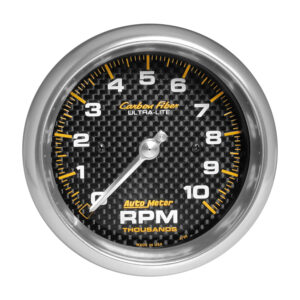AutoMeter 4798 Carbon Fiber Series 3-3/8 inch in-dash tachometer gauge with 10