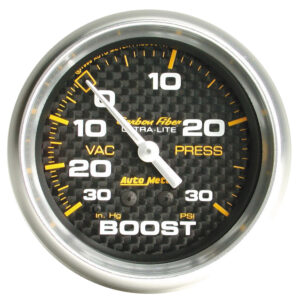 AUTOMETER Vacuum/Boost Gauge 2 5/8", 30Inhg-30PSI, Mechanical, Carbon Fibre
