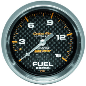 AUTOMETER Fuel Pressure Gauge 2 5/8", 15PSI, Mechanical, Carbon Fibre