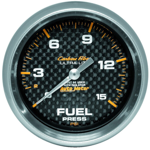 AUTOMETER Fuel Pressure Gauge 2 5/8", 15PSI, Mechanical, Carbon Fibre