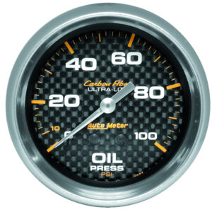 AUTOMETER Oil Pressure Gauge 2 5/8", 100PSI, Mechanical, Carbon Fibre