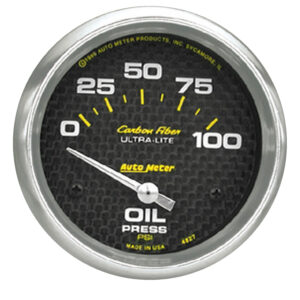 AUTOMETER Oil Pressure Gauge 2 5/8", 100PSI, Electric, Carbon Fibre