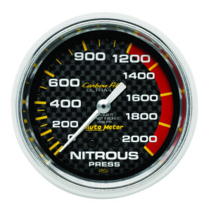 AUTOMETER Nitrous Pressure Gauge 2 5/8", 1600PSI, Mechanical, Carbon Fibre