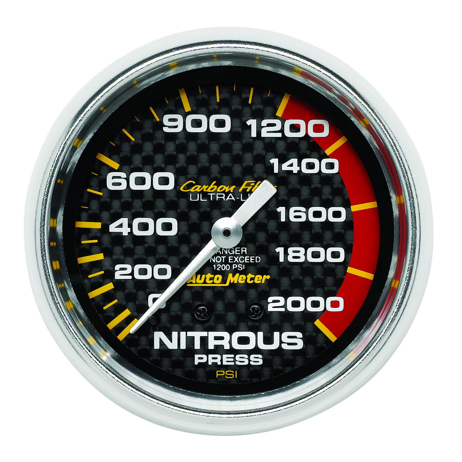 AUTOMETER Nitrous Pressure Gauge 2 5/8", 1600PSI, Mechanical, Carbon Fibre