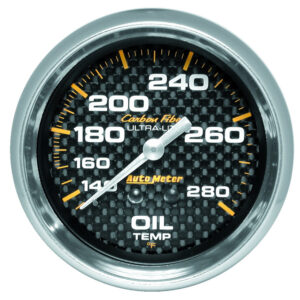 AUTOMETER Oil Temperature Gauge 2 5/8", 140-280°f, Mechanical, Carbon Fibre