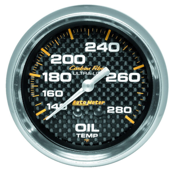AUTOMETER Oil Temperature Gauge 2 5/8", 140-280°f, Mechanical, Carbon Fibre