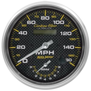 AUTOMETER Gauge, Tach/Speedo, 5", 160MPH & 8K RPM, Elec. Program., Carbon Fiber