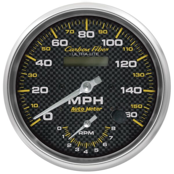 AUTOMETER Gauge, Tach/Speedo, 5", 160MPH & 8K RPM, Elec. Program., Carbon Fiber