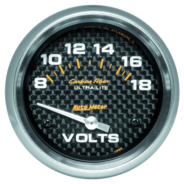 AUTOMETER Voltmeter Gauge 2 5/8", 18V, Electric, Carbon Fibre