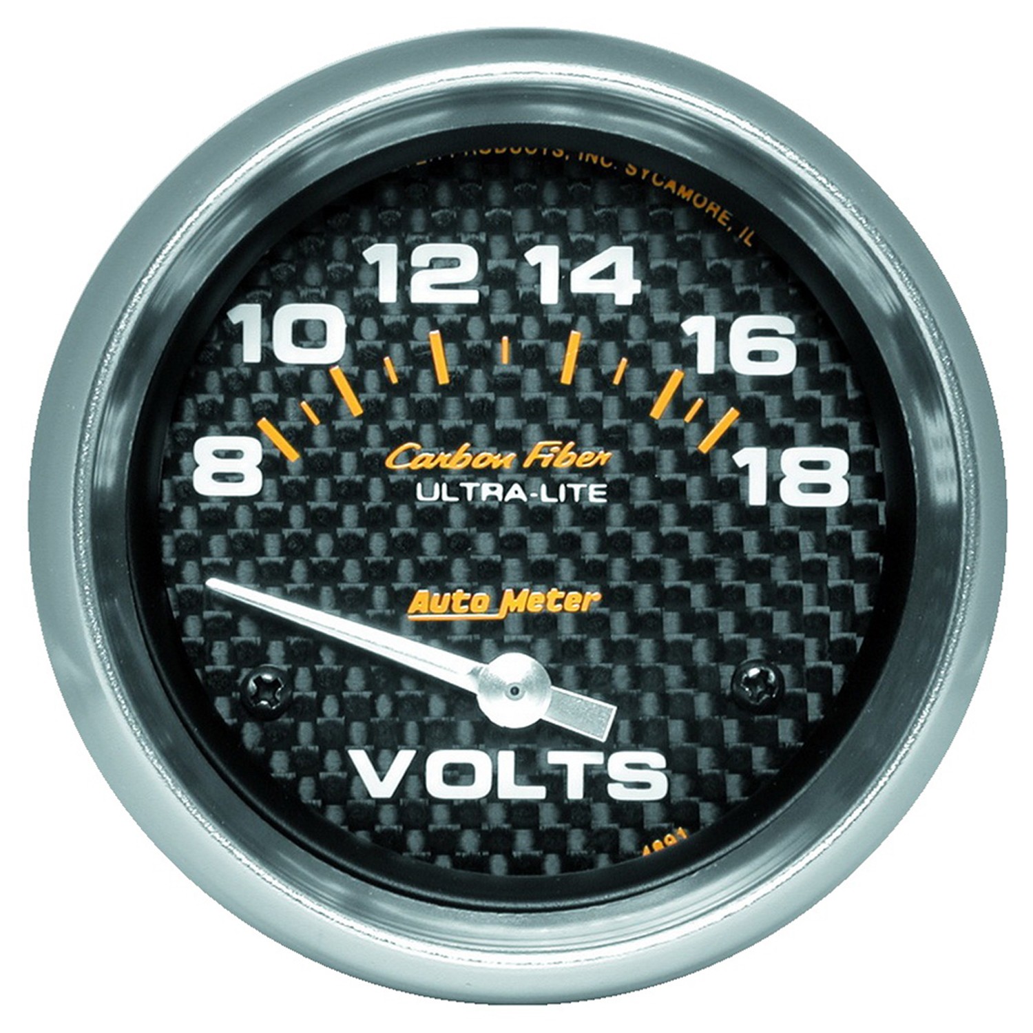 AUTOMETER Voltmeter Gauge 2 5/8", 18V, Electric, Carbon Fibre