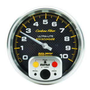 AUTOMETER Tachometer Gauge 5", 10K RPM, In-Dash W/ Peak Memory, Carbon Fibre