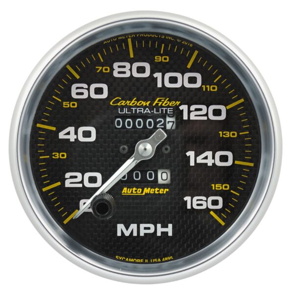 AUTOMETER Speedometer Gauge 5", 160MPH, Mechanical, Carbon Fibre