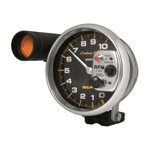 AUTOMETER Tachometer Gauge 5", 10K RPM, Pedestal W/ Ext. Shift-Lite, Carbon Fibre