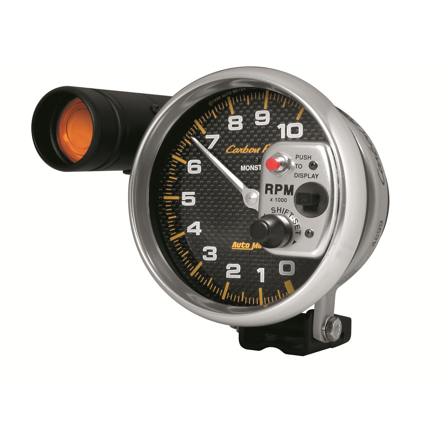 AUTOMETER Tachometer Gauge 5", 10K RPM, Pedestal W/ Ext. Shift-Lite, Carbon Fibre