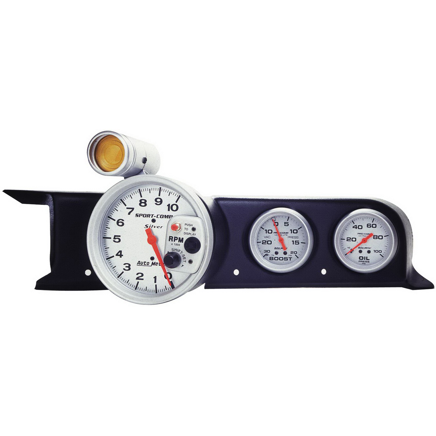 AUTOMETER Gauge Mount, Dash Top, Triple, (5" Pedestal Tach, 2 5/8"X2), Mustang 87-93 Fox