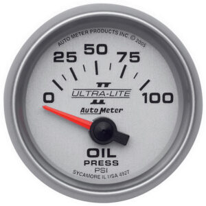 AutoMeter 4927 Ultra-Lite II 2-1/16 inch electric 0-100 PSI oil pressure gauge with silver dial