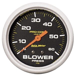 AUTOMETER Blower Pressure Gauge 2 5/8", 60PSI, Liquid Filled Mech, Pro-Comp