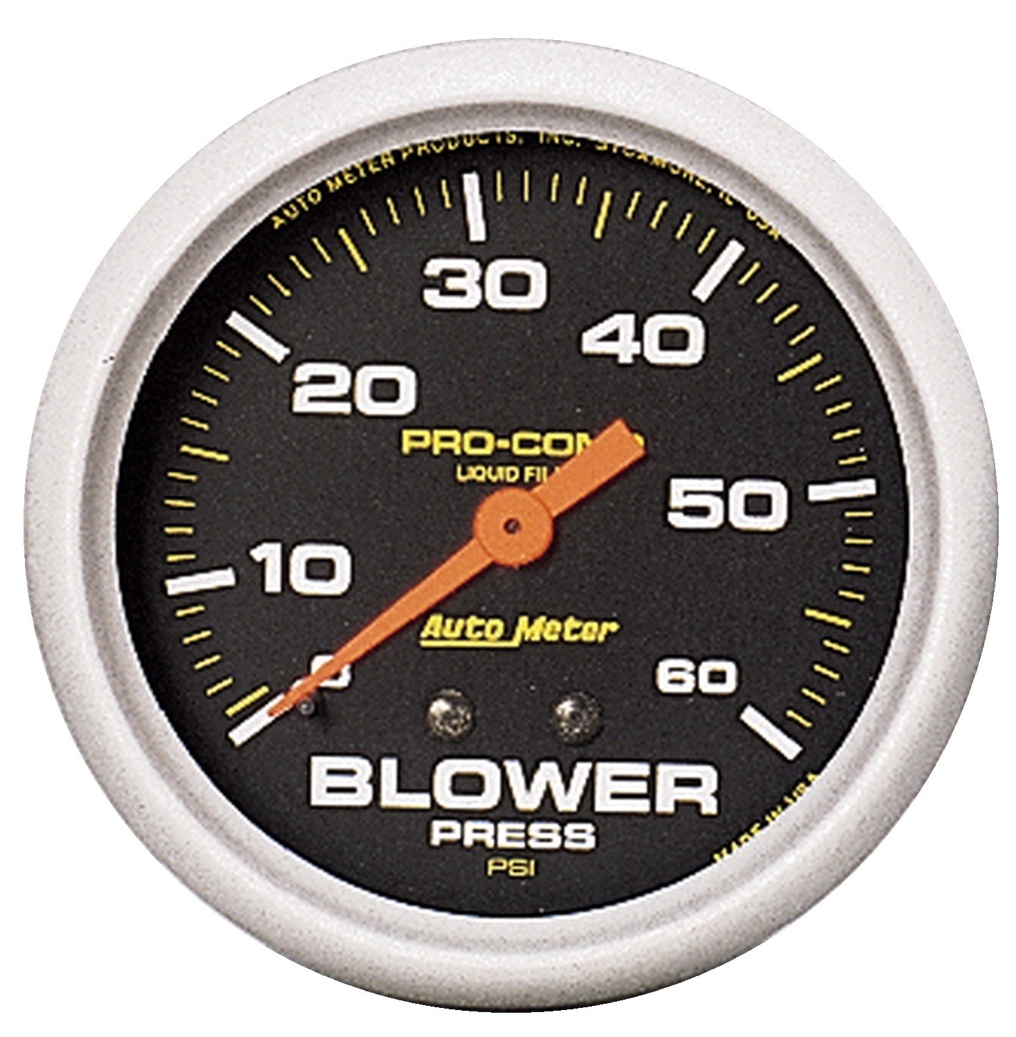 AUTOMETER Blower Pressure Gauge 2 5/8", 60PSI, Liquid Filled Mech W/Peak Mem, Pro-Comp