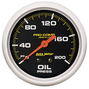 AUTOMETER Oil Pressure Gauge 2 5/8", 200PSI, Liquid Filled Mech, Pro-Comp