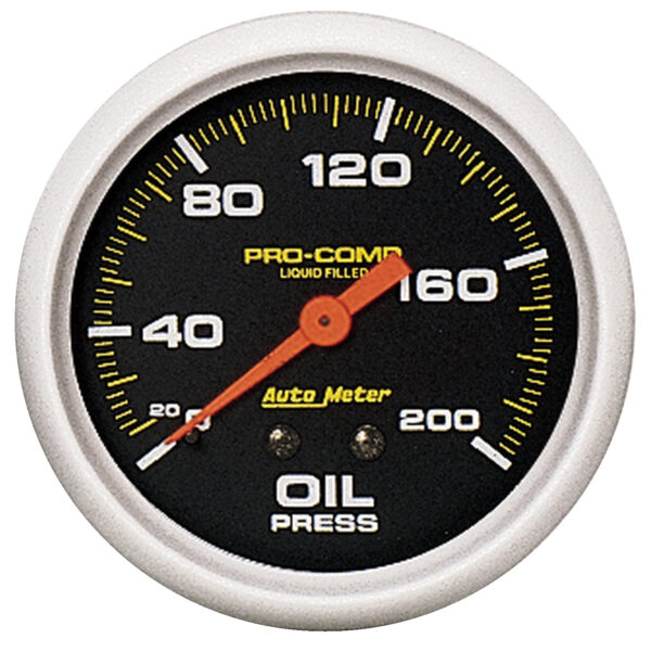 AUTOMETER Oil Pressure Gauge 2 5/8", 200PSI, Liquid Filled Mech, Pro-Comp